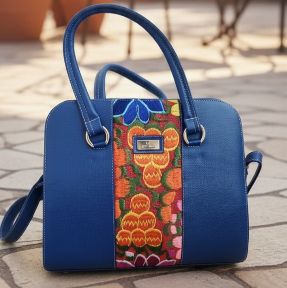 Angelozano Genuine Leather Blue Purse